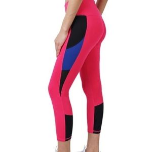 Cover Girl Pink Peacock Color Block Leggings NWOT M